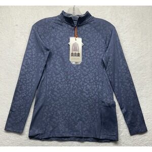 Aubrion Womens Size S Blue Printed Revive Winter Baselayer 1/4 Zip Top (T4)